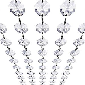 Cam kristal Garland iplikçikleri-asılı avize Gem boncuk zincir-14mm temizle sekizgen prizma elmas dize süslemeleri - Product Image 1