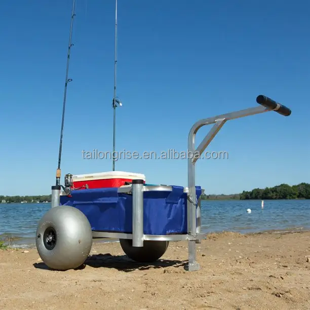 Carrello da spiaggia pieghevole in alluminio con ruote da pesca per palloncini da Surf con ruote a palloncino per sabbia