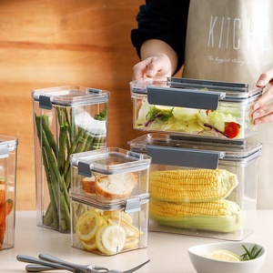 灰色可堆叠食品储存容器透明密封保鲜盒厨房储物盒食品 - Product Image 6
