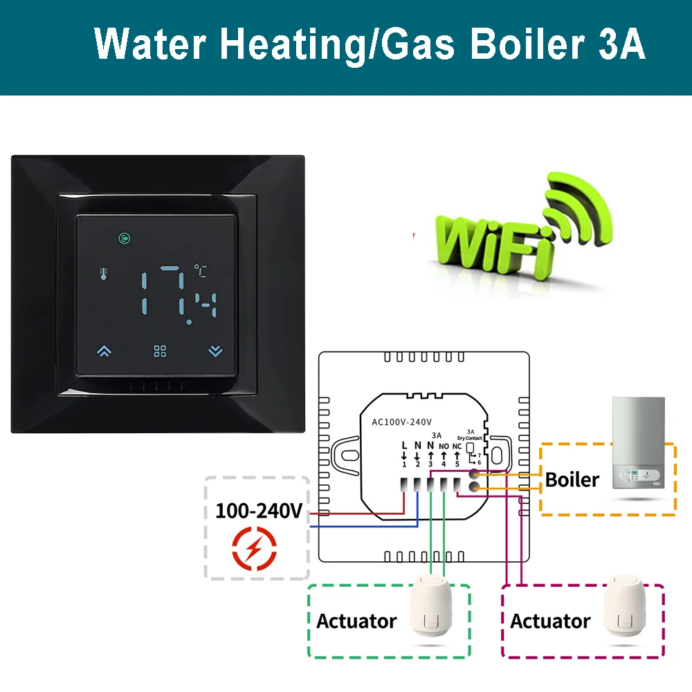Chaudière à eau ou à gaz 3A - Wifi Noir
