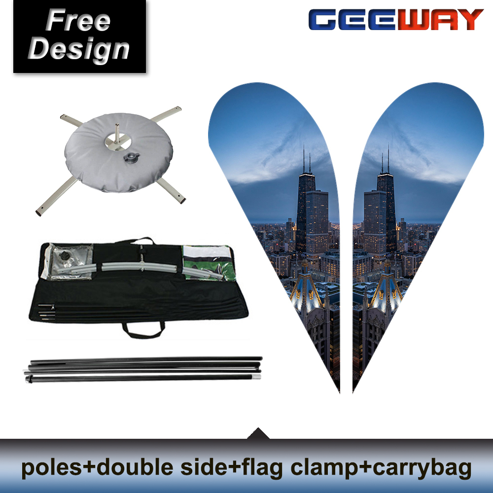 Impresión a doble cara + asta de bandera + base cruzada + bolsa de agua + bolsa de Oxford
