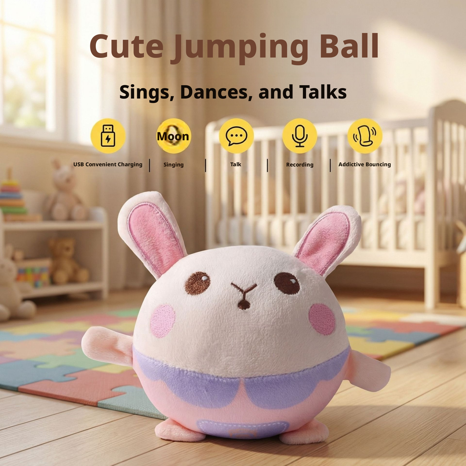 rechargeable bounce ball-printed rabbit-free usb cable