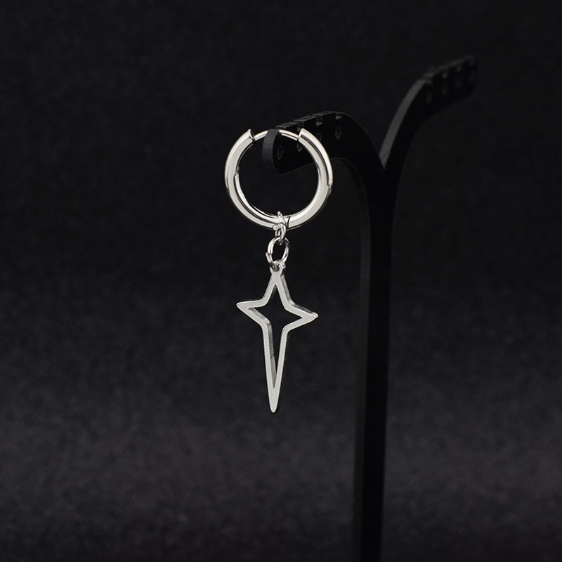 E064-Silver 2 Hoop Earring (For Pierced Ears, 1 Piece)