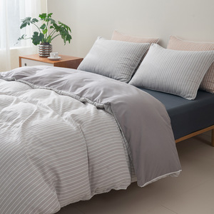 Nhà Máy Tùy Chỉnh Bán Buôn Duvet Cover Set Thiết Kế Mới Ánh Sáng Mềm Mại Ấm Áp Sọc Comforter Bộ Đồ Giường - Product Image 1