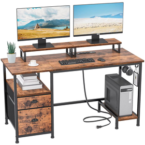 Moderno y espacioso PC Mesa de ordenador Monitor Soporte Convertible Extensible Escritorio de ordenador Cajón Tomas de corriente Escritorios de esquina - Product Image 2