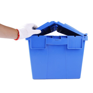 Caja sólida plegable de material PP encajable personalizada, contenedor de almacenamiento de plástico con tapa adjunta, caja de mano apilable colgante - Product Image 6