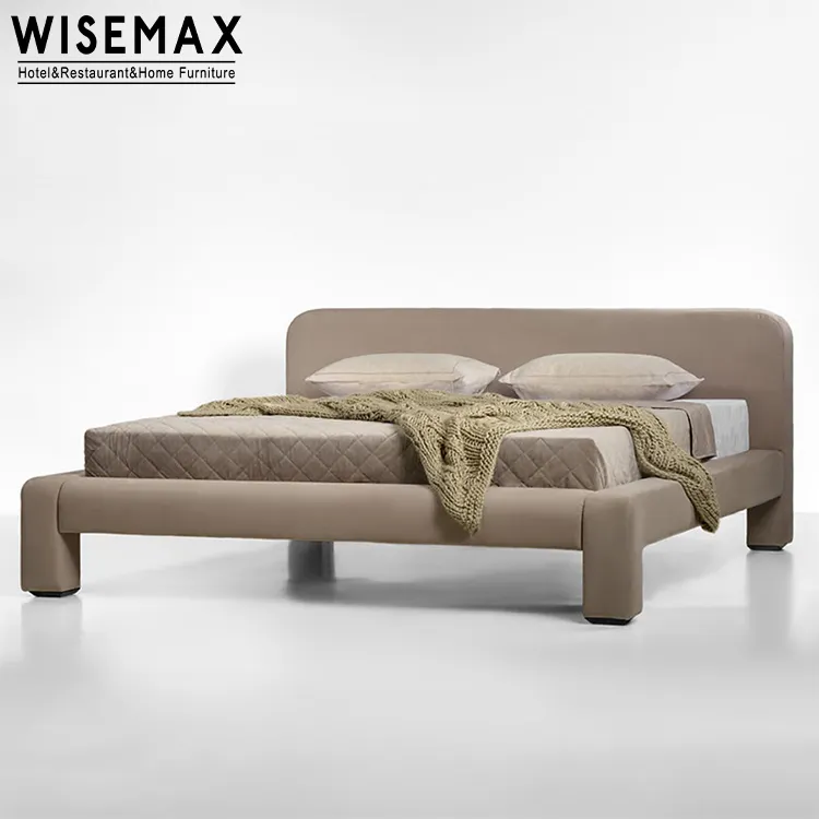WISEMAX – meubles de chambre à coucher modernes de luxe, cadre en bois, tissu, lit double, éponge, lit doux pour la maison