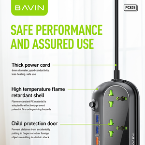 Bavin evrensel ab tak dalgalanma koruması masaüstü çok fonksiyonlu 3 USB portları ile güç şeridi uzatma soket 4 güç çıkışı - Product Image 4