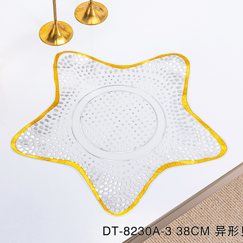 Sea Shell Shape Irregular Cute Gold Dinning PVC Plastic Placemats