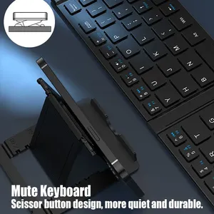 2025 2,4G Mini BT inalámbrico Bluetooth recargable plegable teclado y ratón peine para Windows Android IOS con soporte para teléfono - Product Image 3