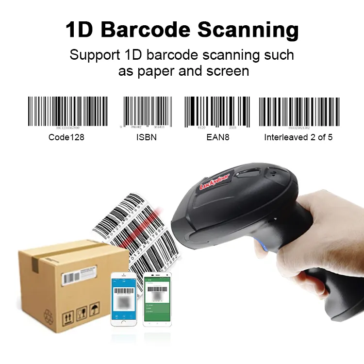 BT USB Wireless 1D CCD Image Barcode Scanner 2.4G Bluetooth Handheld 1d Linear Reader Gun Price Checker