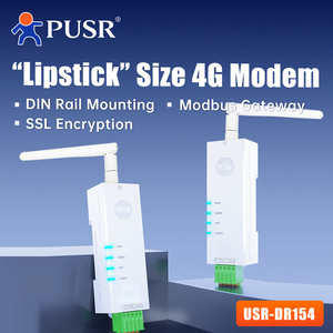 PUSR DIN Rail Mounting &quot;Lipstick&quot; Size 4G <strong>Modem</strong> RS485 to Cellular <strong>Modbus</strong> Gateway Cat1 1*RS485 MQTT SSL USR-DR154-E Eur Version - Product Image 2