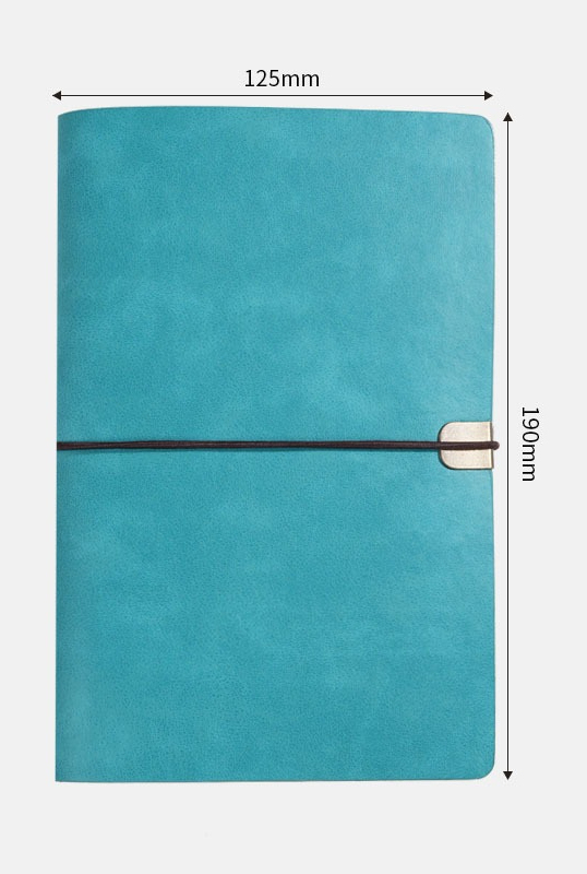Livre A6, couverture ambre et bleu, avec sangle.