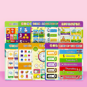 定制儿童教育海报字母数字形状颜色图表幼儿园教室壁画海报印刷