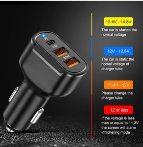 车载充电器3端口通用串行总线C型快速充电适用于iPhone 15 14 13 12 11车载手机充电器适配器QC3.0通用串行总线适用于手机