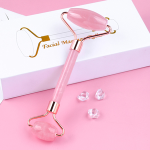Gül kuvars yüz cilt bakımı Anti aging yeşim taş rulo özel Logo taşınabilir pembe kristal yüz kırışıklıkları azaltır masaj silindiri - Product Image 3