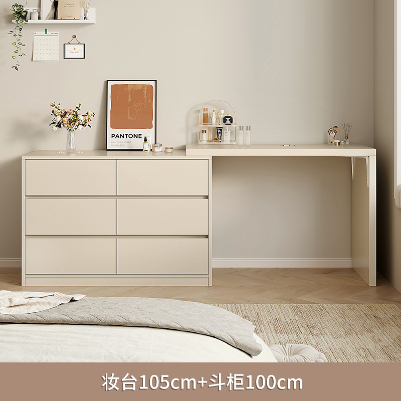 Cream 105cm table + 100cm six-drawer chest