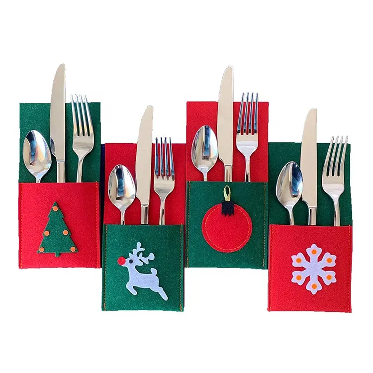 Hot Christmas Decoration Felt Decorative Restaurant Cutlery Sleeve Bag Table Candle Wedding Place Card Holder