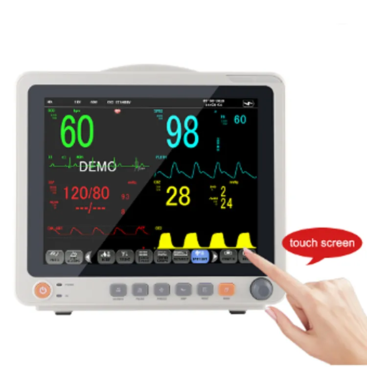 Equipo médico profesional, monitor ECG multiparámetro de 12 pulgadas, prueba de presión arterial, animales veterinarios multiparámetros Mon
