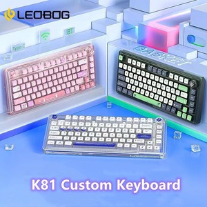 Teclado mecánico LEOBOG K81 75%, carcasa acrílica transparente rosa, tri-modo, teclado inalámbrico RGB Bluetooth intercambiable en caliente - Product Image 2