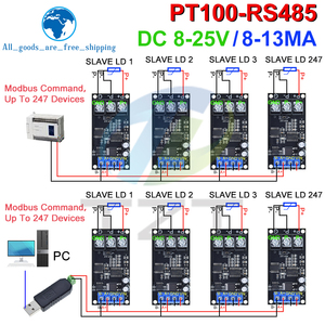 PT100 แพลทินัมความต้านทานความร้อน RTD เซ็นเซอร์อุณหภูมิเครื่องส่งสัญญาณ RS485 MODUBS RTU โมดูล - Product Image 4