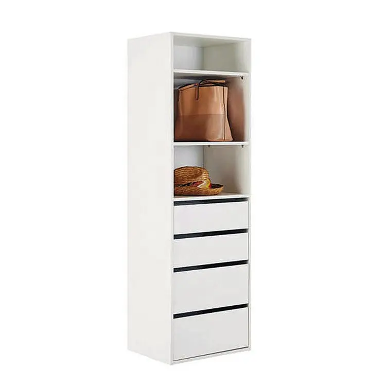 Простой дизайн одноразмерный шкаф для одежды с 3 полками и 4 ящиками