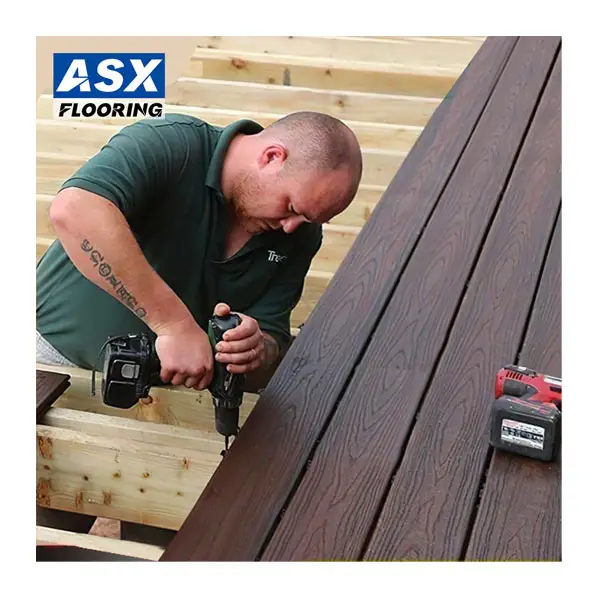 Heat-Resistant Wpc Decking 3d Embossed Anti-Slip Outdoor Wood Flooring Garden Co-Extrusion Composite Flooring