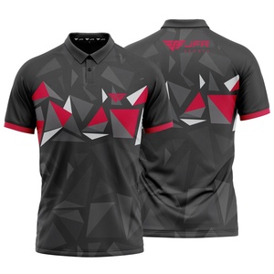 The Black Polo Shirt Is Composed of Red Gray and White Triangular Patterns Which Is <strong>Very</strong> Creative for City <strong>Walk</strong> - Product Image 1