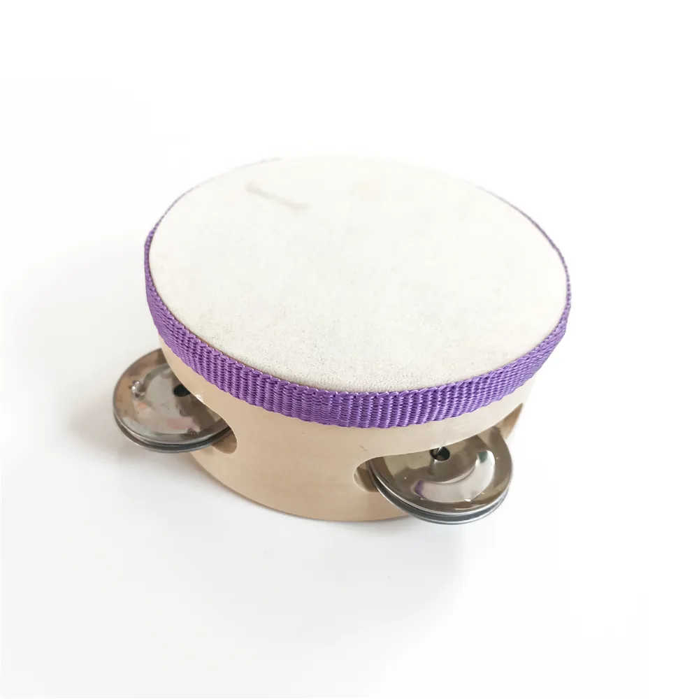 Le plus récent jouet pour enfants Instrument éducatif musical 8 pouces tambour à main cloche bois percussion tambourin