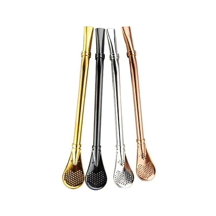 M0396 Spoon Tea Filter pipette Mate Tea Straws Stainless Steel Drinking Straw Filter Spoon Gourd Reusable Tea Tools