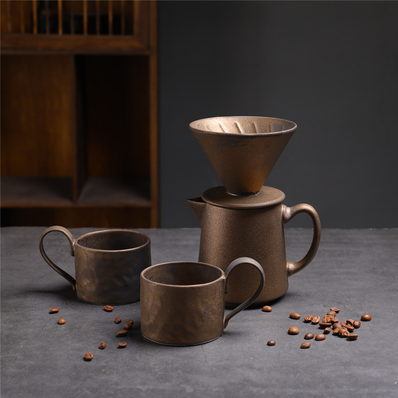 Cafetière haut de gamme 1-505 - Tasse à anse 330 - Ensemble doré 4 pièces