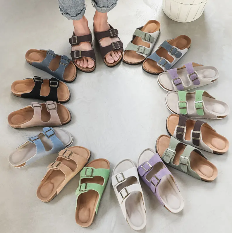 Sandales compensées en cuir pour femmes chaussures en liège 36 ~ 41 Sandales à plateforme personnalisables pour femmes