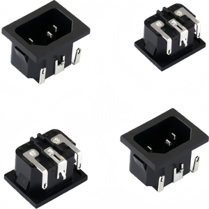 厂家直销15A 250V焊接交流插座C14 IEC 320 C14交流电源入口插座连接器