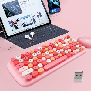 Colorful Girl Series 2.4G <strong>Wireless</strong> <strong>Keyboard</strong> and <strong>Mouse</strong> Set With Punk Round Keycaps for PC <strong>Computer</strong> Laptop Mixed Colors - Product Image 2