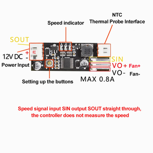 12V 0.8A DC PWMサーモスタット速度および温度コントローラ2-3ワイヤファン用モータードライバボードおよびモジュール - Product Image 2