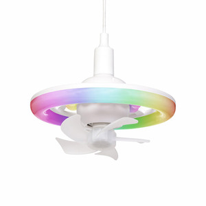 <strong>E27</strong> Spiral Ceiling Fan Light Dual Purpose Light Bulb Intelligent Shaking Head LED Fan Light Kitchen Bathroom Ceiling Fan