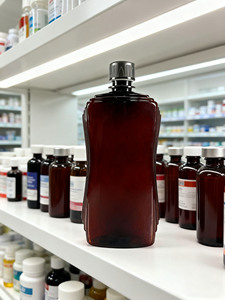 Neue 1000-ml-PET-Kunststoffflaschen für Prometh-Hustensaft, leer, Tris, lila-grünes Etikett, mit Schraubverschluss, auf Lager, für medizinische Zwecke - Product Image 5