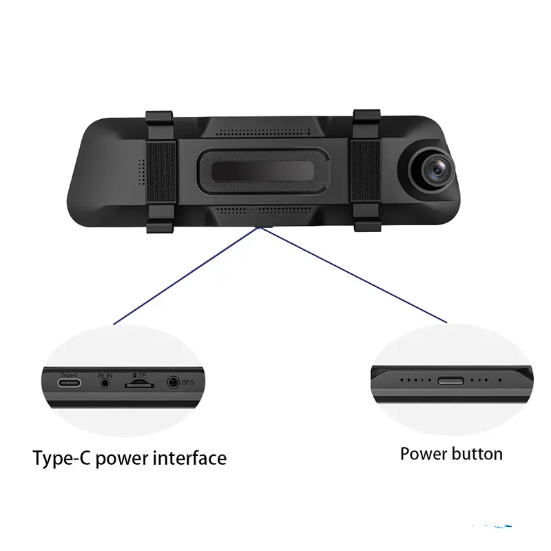 9.66 Inch IPS Car DVR with 4K Dual Lens WIFI Dashboard Camera Rear View Mirror Black Box Video Recorder