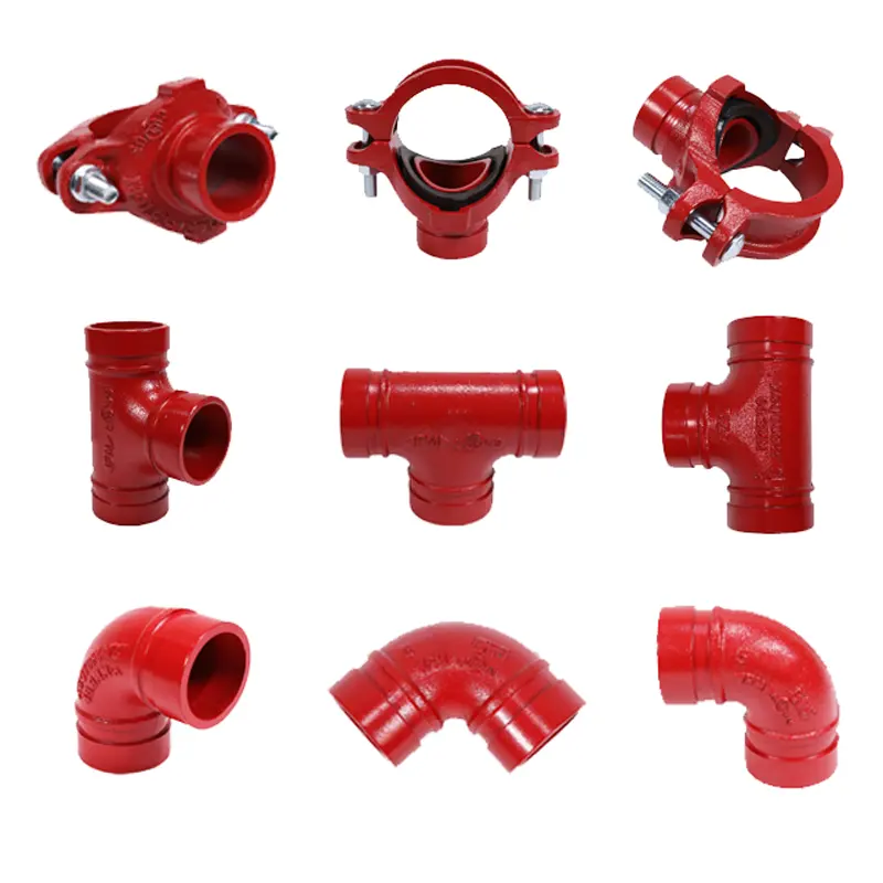 FM UL Fire Fighting DI Grooved Pipe Fittings Ductile Cast Iron Coupling Mechanical Tee Flange Rigid Couplings Flexible Couplings