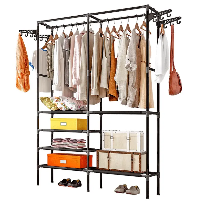 Groothandel Perchero Slaapkamer Hanger Eenvoudige Jas Rack Draagbare Huishoudelijke Jas Stand Met Haken Rack