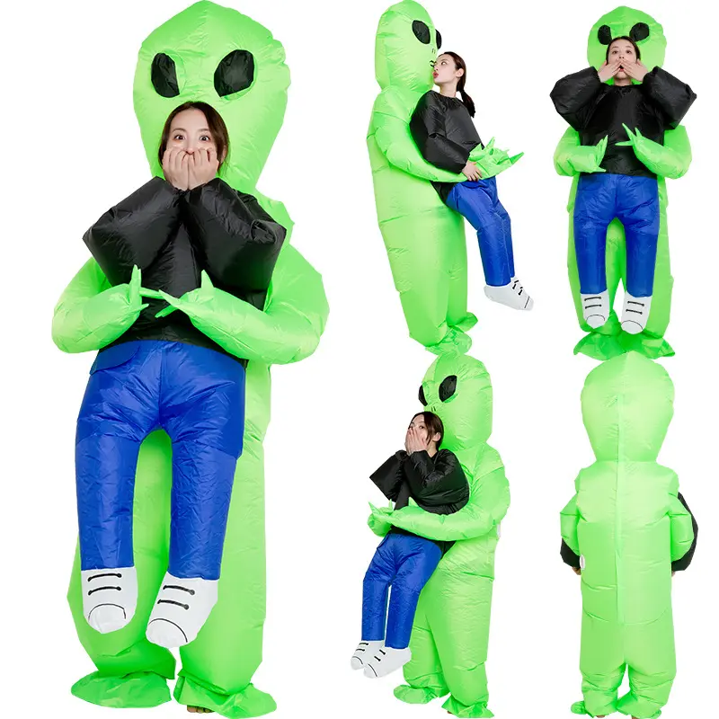 Disfraz de alien inflable verde para adultos, disfraz inflable para Halloween, Navidad, Carnaval