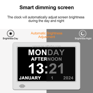 Pros Atenuación automática Pantalla grande de 7 pulgadas Calendario digital Reloj Recordatorio para la pérdida de memoria Día de la demencia Reloj despertador Mesa de escritorio - Product Image 5