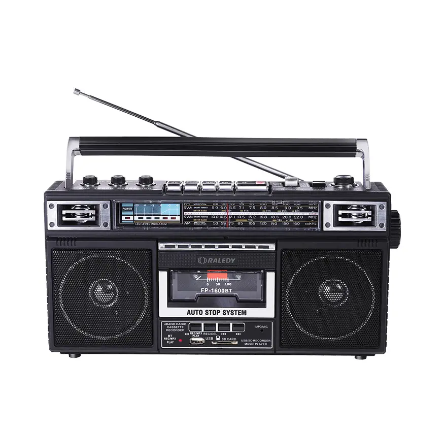 Vofull Retro Boombox Cassette Player AC Powered Hoặc Battery Operated Stereo AM/FM Radio Với Loa Lớn Và Tai Nghe Jack