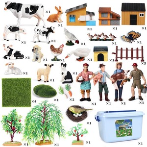 Kids Solid Simulated Farm Animal Model <strong>Toy</strong> Set Horse <strong>Cow</strong> Sheep Chicken Duck Goose with Storage <strong>Box</strong>