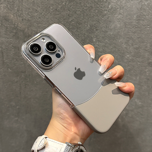 Itme iki renk temizle şeffaf Anti sarı akrilik Pc darbeye geri telefon iphone için kılıf 16 15 14 13 12 11 kabuk - Product Image 5