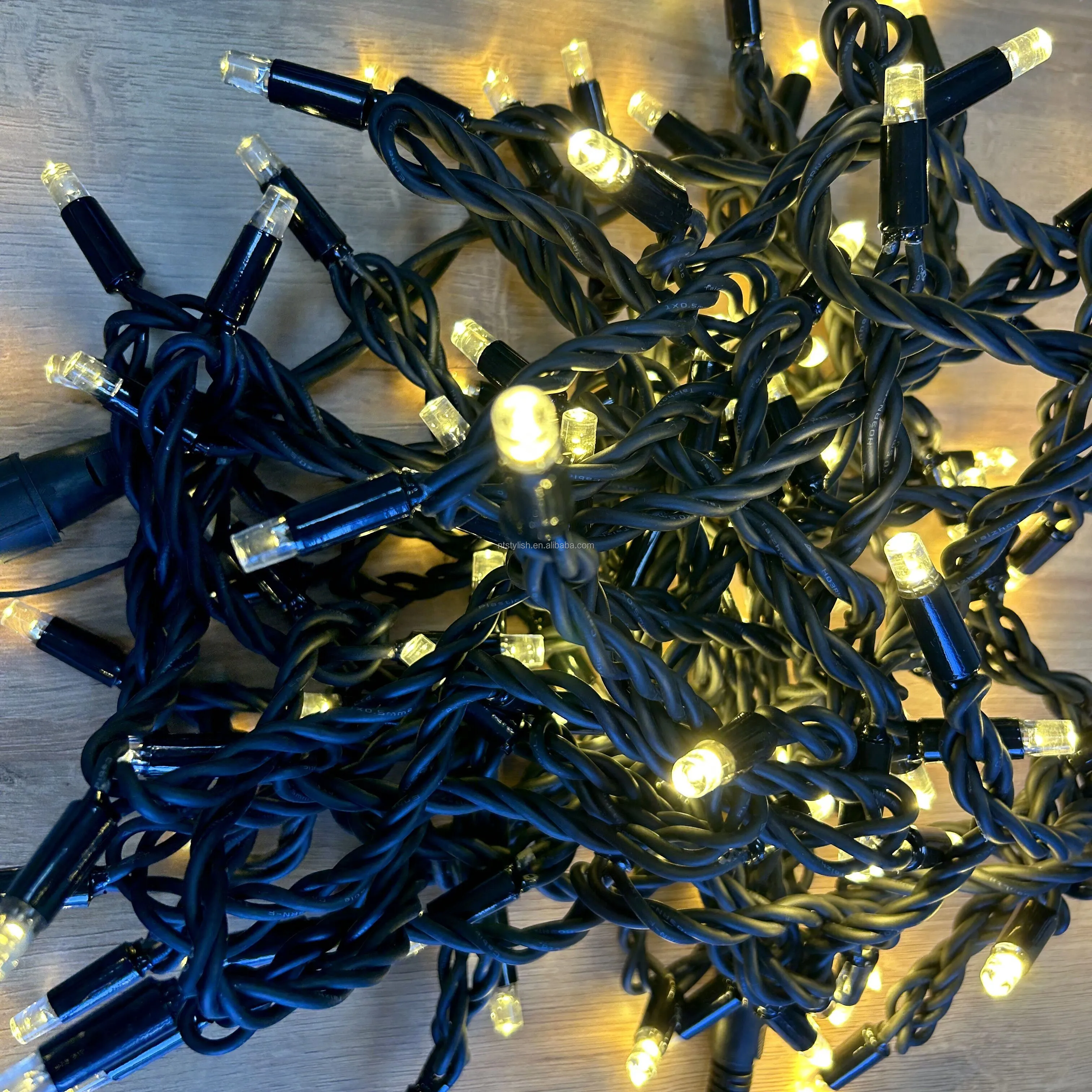Outdoor waterproof High Quality EU OEM Christmas 220V 10M customize IP65 rubber cable LED string lights