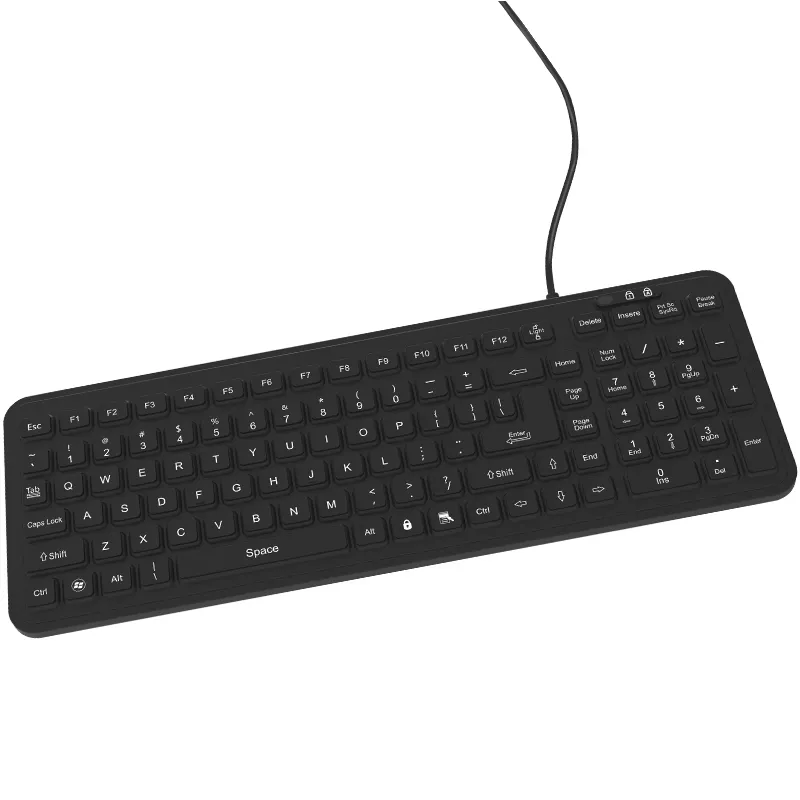 Teclado de silicone de borracha industrial portátil usb, desktop, à prova d' água, teclado industrial com luz traseira