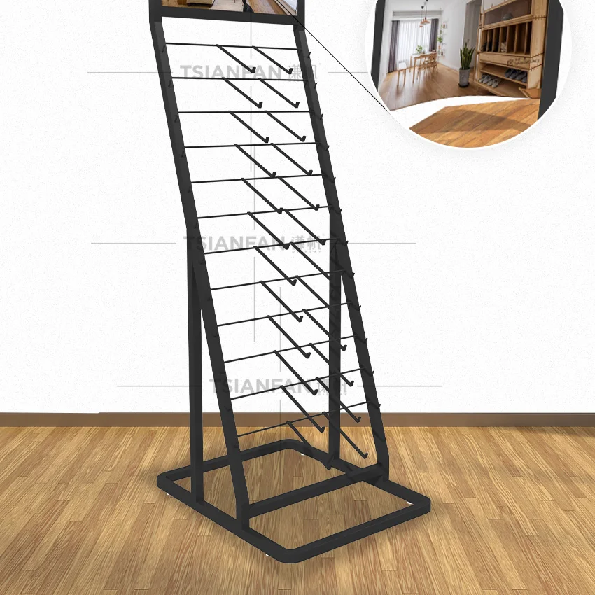 Wholesale Custom Metal Hardwood Parquet Sample Display Rack Oak Deck Laminate Wooden Tile Displays Flooring Wood Racks Stand