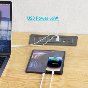 Zócalo de escritorio abatible hacia arriba manual empotrado multifunción de oficina Zócalo giratorio oculto de escritorio con cargador de 65W PARA EL USB-C - Product Image 5
