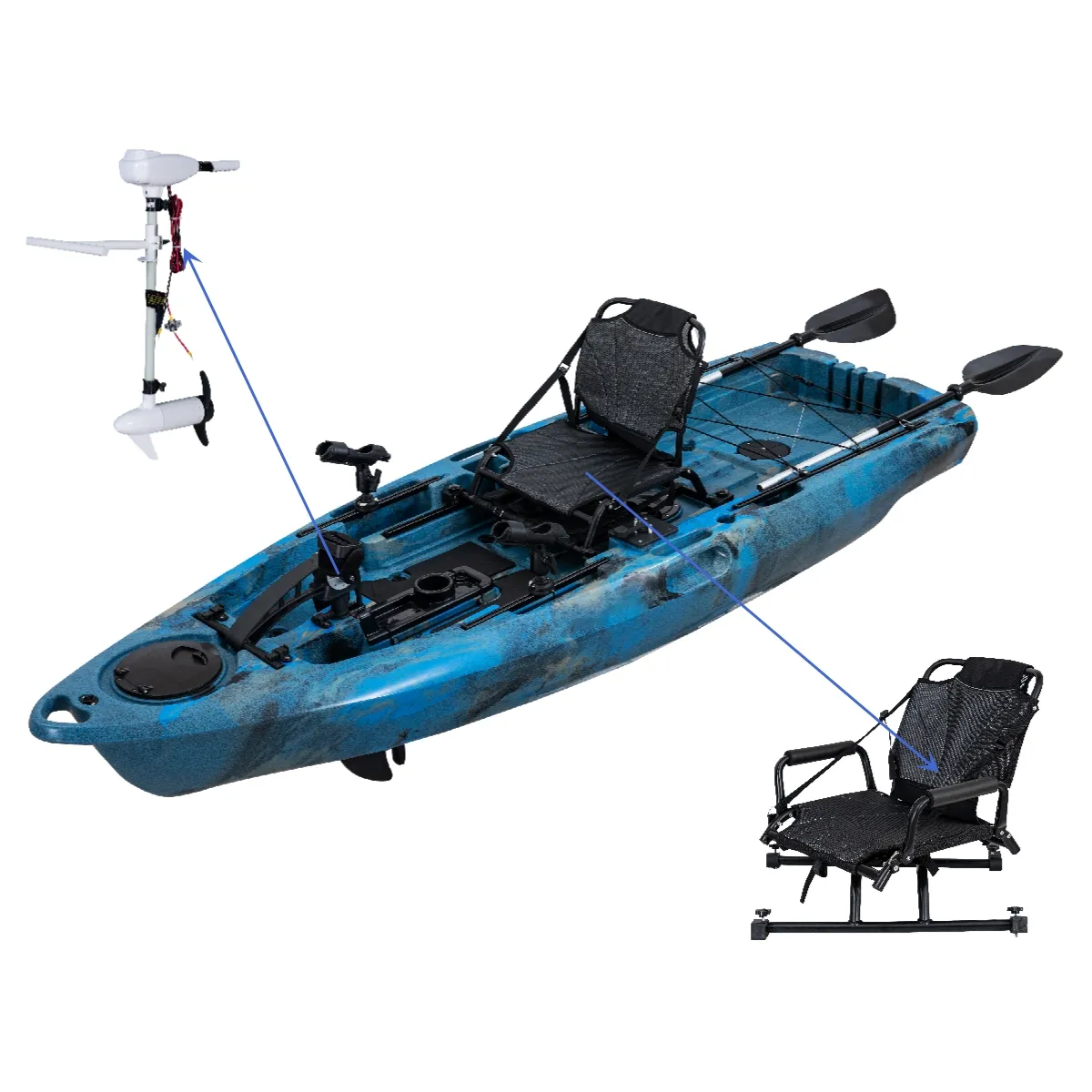 LSF New Plastic Electric Pedal Kayak Boat BigFish 95 PDL With Fishing Accessories